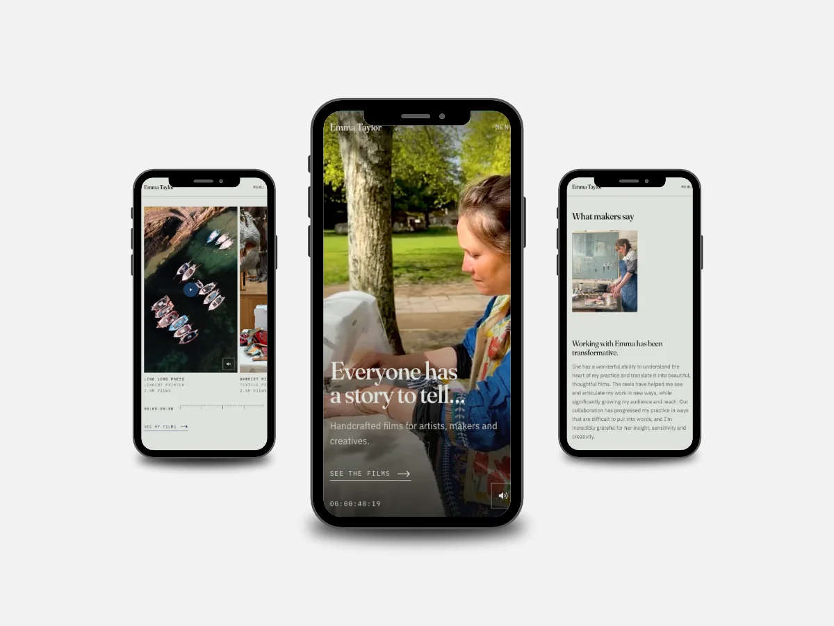 Mobile mockup of Emma Taylor Films