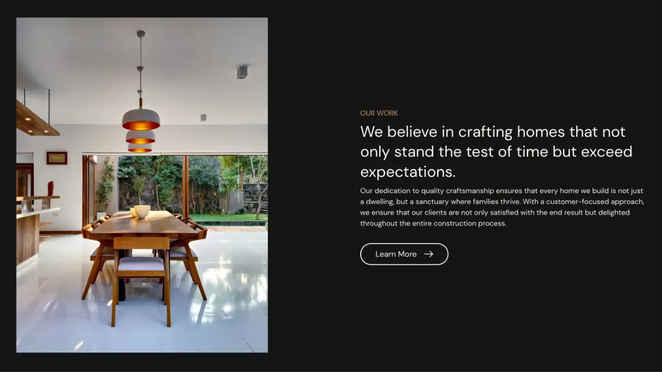 Screenshot of our work section